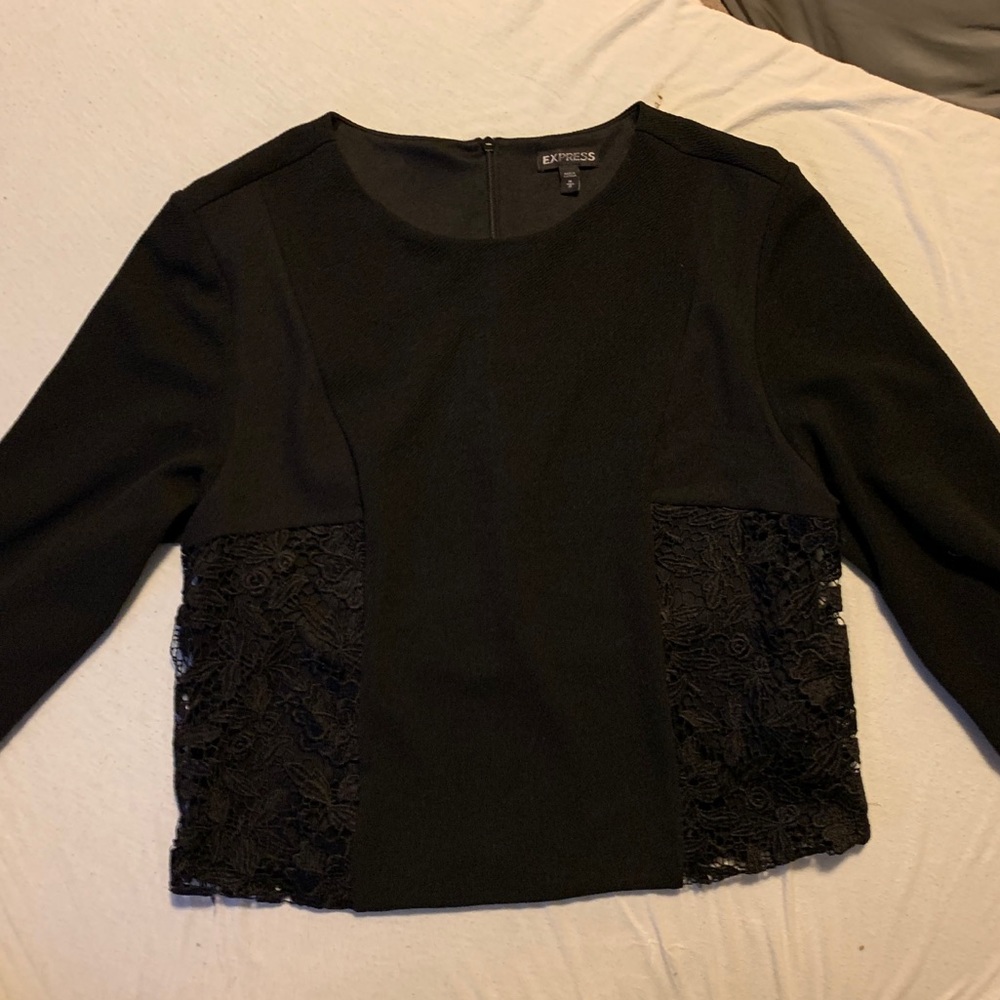 Black lace embellished 3/4 EXPRESS blouse